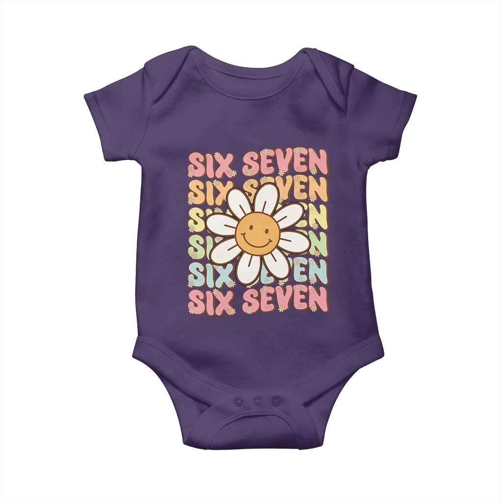 Six Seven Flower Power Baby Onesie Viral 67 Meme with Retro Daisy TS02 Purple Print Your Wear