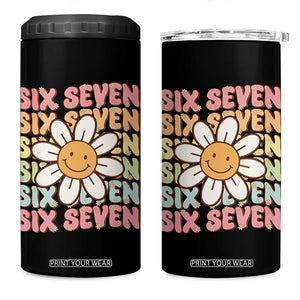 Six Seven Flower Power 4 in 1 Can Cooler Tumbler Viral 67 Meme with Retro Daisy TS02 One Size: 16 oz Black Print Your Wear