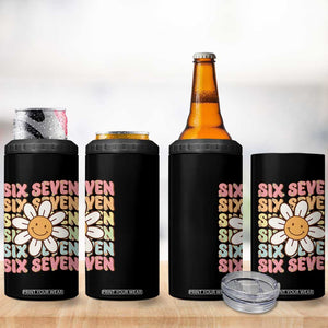Six Seven Flower Power 4 in 1 Can Cooler Tumbler Viral 67 Meme with Retro Daisy TS02 Print Your Wear