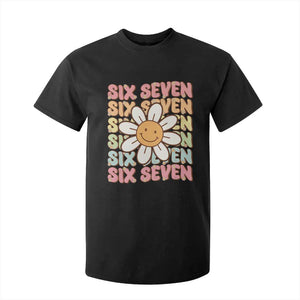 Six Seven Flower Power T Shirt For Kid Viral 67 Meme with Retro Daisy TS02 Black Print Your Wear