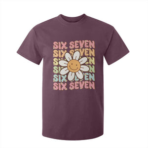 Six Seven Flower Power T Shirt For Kid Viral 67 Meme with Retro Daisy TS02 Maroon Print Your Wear