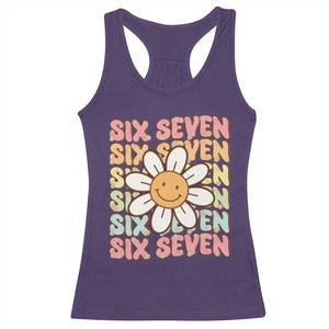 Six Seven Flower Power Racerback Tank Top Viral 67 Meme with Retro Daisy TS02 Purple Print Your Wear
