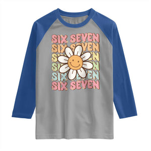Six Seven Flower Power Raglan Shirt Viral 67 Meme with Retro Daisy TS02 Sport Gray Royal Print Your Wear