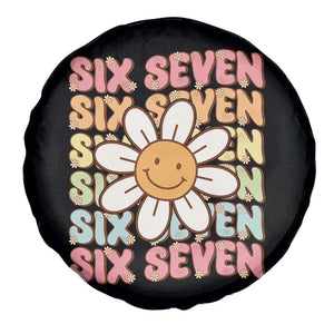 Six Seven Flower Power Spare Tire Cover Viral 67 Meme with Retro Daisy TS02 Print Your Wear
