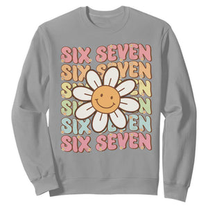 Six Seven Flower Power Sweatshirt Viral 67 Meme with Retro Daisy TS02 Sport Gray Print Your Wear