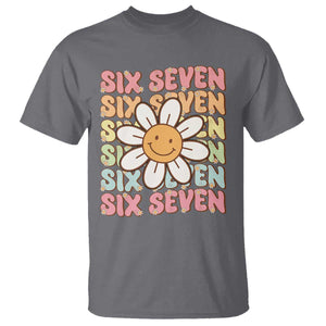 Six Seven Flower Power T Shirt Viral 67 Meme with Retro Daisy TS02 Charcoal Print Your Wear