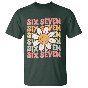 Six Seven Flower Power T Shirt Viral 67 Meme with Retro Daisy TS02 Dark Forest Green Print Your Wear