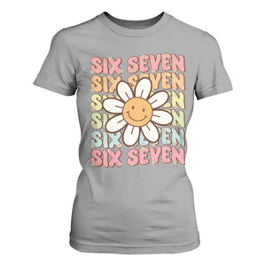 Six Seven Flower Power T Shirt For Women Viral 67 Meme with Retro Daisy TS02 Sport Gray Print Your Wear