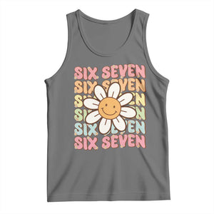 Six Seven Flower Power Tank Top Viral 67 Meme with Retro Daisy TS02 Black Heather Print Your Wear