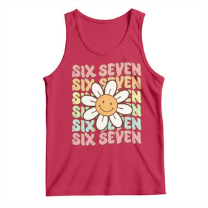 Six Seven Flower Power Tank Top Viral 67 Meme with Retro Daisy TS02 Red Print Your Wear