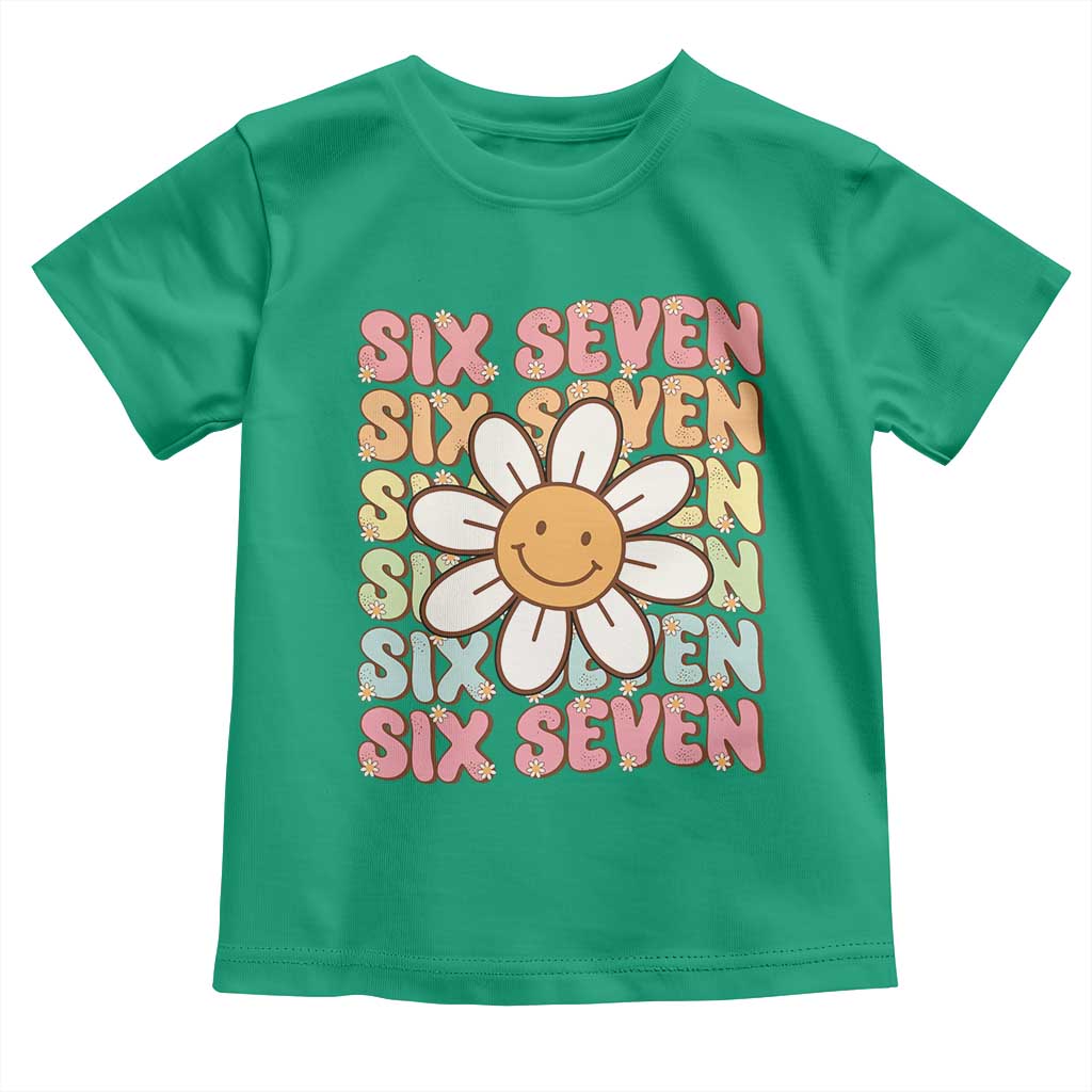 Six Seven Flower Power Toddler T Shirt Viral 67 Meme with Retro Daisy TS02 Irish Green Print Your Wear