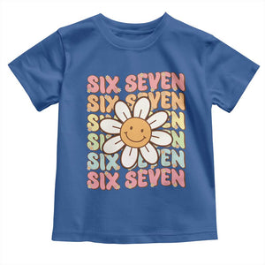 Six Seven Flower Power Toddler T Shirt Viral 67 Meme with Retro Daisy TS02 Royal Blue Print Your Wear