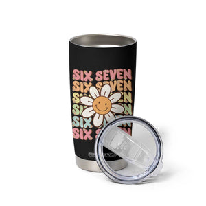 Six Seven Flower Power Tumbler Cup Viral 67 Meme with Retro Daisy TS02 Print Your Wear