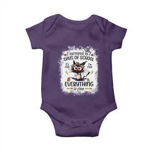 I Survived 67 Days of School Baby Onesie Funny Teacher Black Cat Chaos Everything Is Fine TS02 Purple Print Your Wear