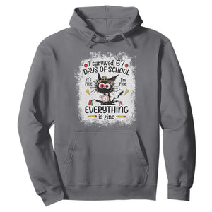 I Survived 67 Days of School Hoodie Funny Teacher Black Cat Chaos Everything Is Fine TS02 Charcoal Print Your Wear