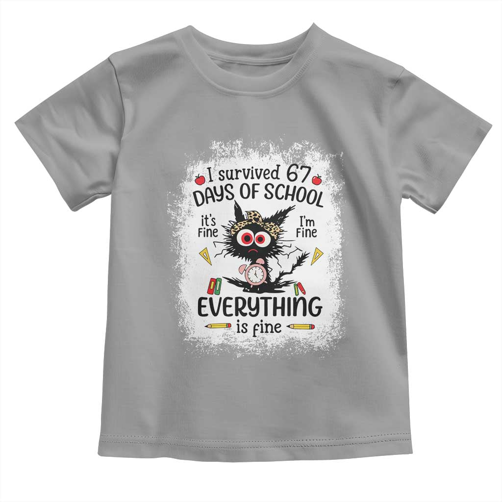 I Survived 67 Days of School Toddler T Shirt Funny Teacher Black Cat Chaos Everything Is Fine TS02 Sport Gray Print Your Wear
