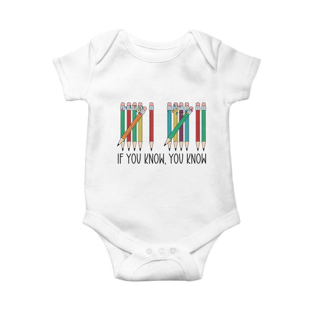 Funny 6 7 Pencil Humor Baby Onesie If You Know You Know Six Seven Joke TS02 White Print Your Wear