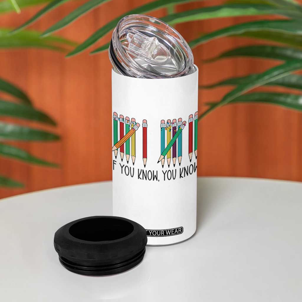 Funny 6 7 Pencil Humor 4 in 1 Can Cooler Tumbler If You Know You Know Six Seven Joke TS02 Print Your Wear