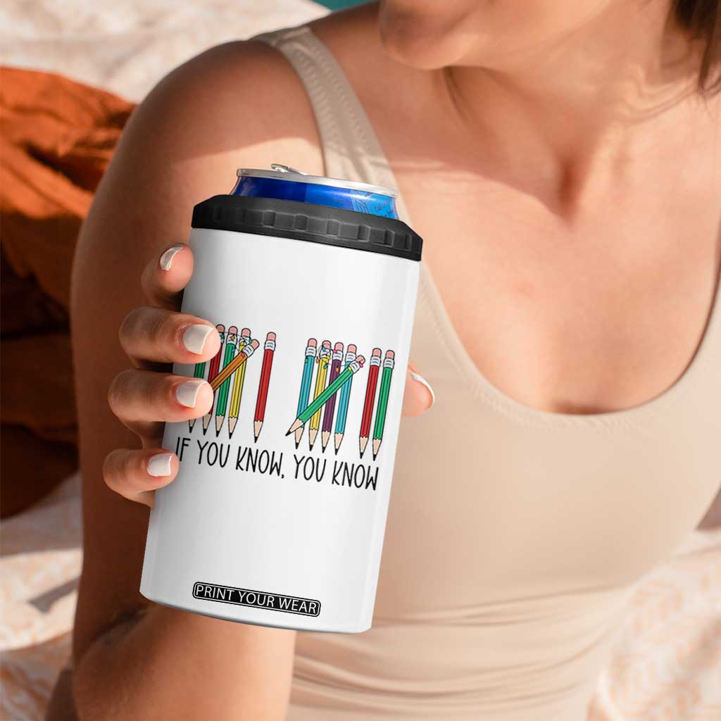 Funny 6 7 Pencil Humor 4 in 1 Can Cooler Tumbler If You Know You Know Six Seven Joke TS02 Print Your Wear