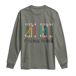Funny 6 7 Pencil Humor Long Sleeve Shirt If You Know You Know Six Seven Joke TS02 Military Green Print Your Wear