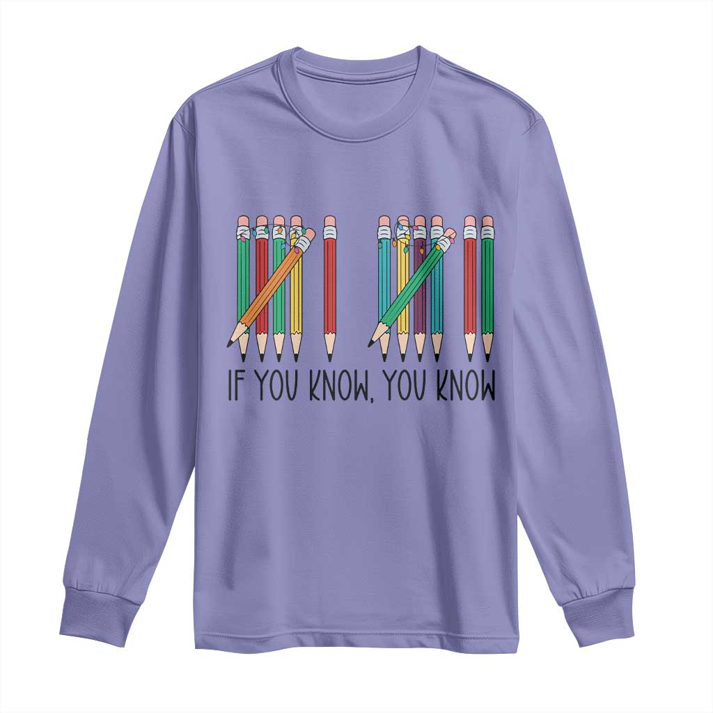 Funny 6 7 Pencil Humor Long Sleeve Shirt If You Know You Know Six Seven Joke TS02 Violet Print Your Wear