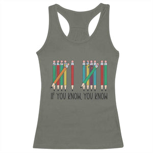 Funny 6 7 Pencil Humor Racerback Tank Top If You Know You Know Six Seven Joke TS02 Military Green Print Your Wear