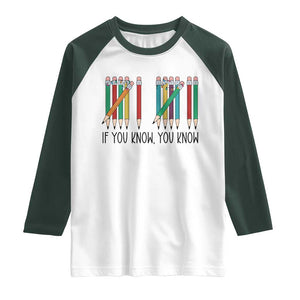 Funny 6 7 Pencil Humor Raglan Shirt If You Know You Know Six Seven Joke TS02 White Dark Forest Green Print Your Wear