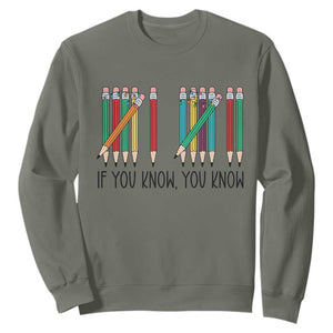 Funny 6 7 Pencil Humor Sweatshirt If You Know You Know Six Seven Joke TS02 Military Green Print Your Wear