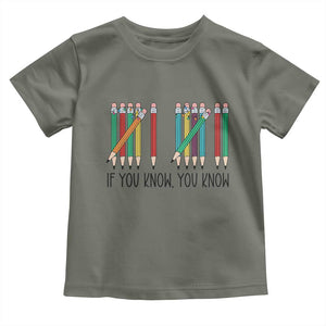 Funny 6 7 Pencil Humor Toddler T Shirt If You Know You Know Six Seven Joke TS02 Military Green Print Your Wear