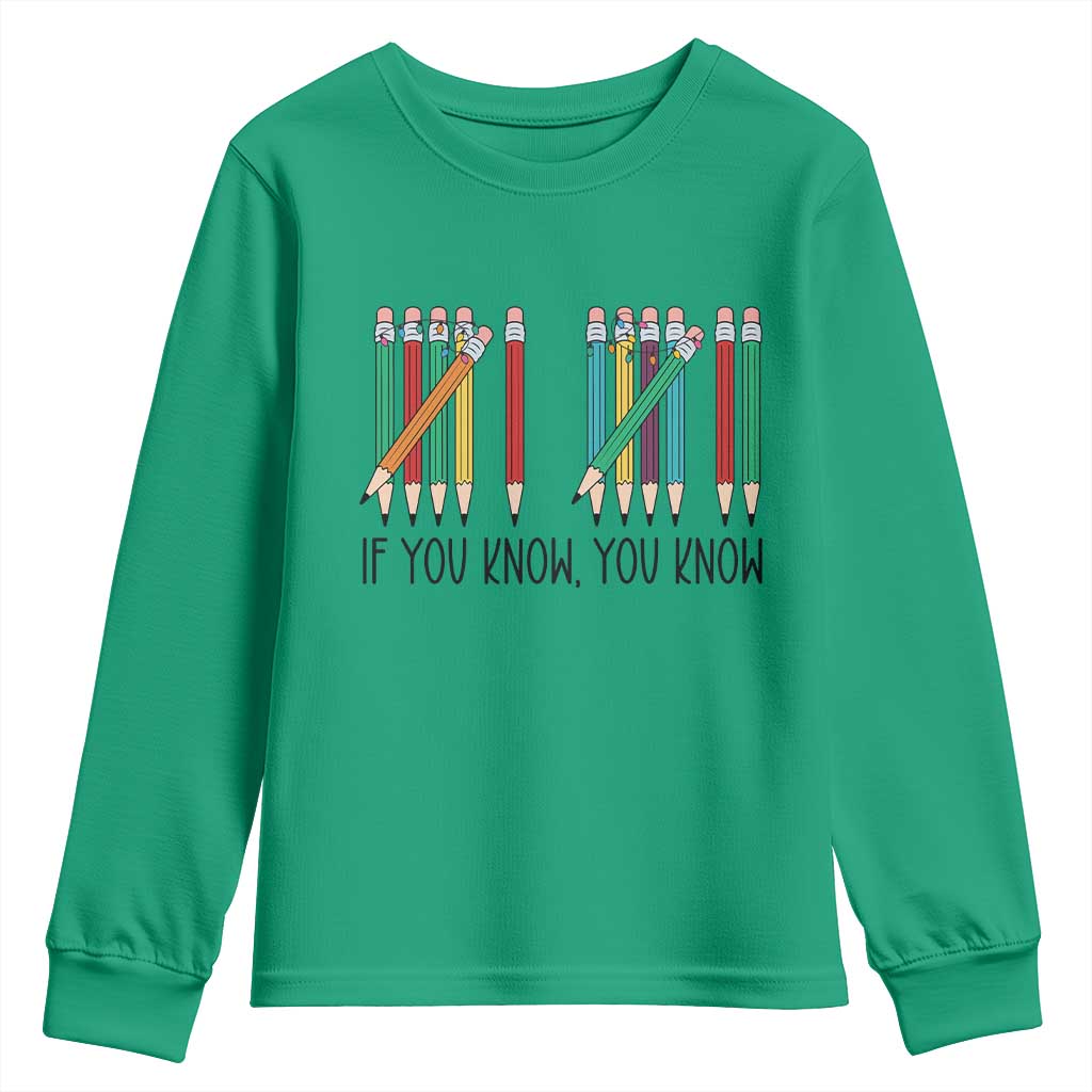 Funny 6 7 Pencil Humor Youth Sweatshirt If You Know You Know Six Seven Joke TS02 Irish Green Print Your Wear