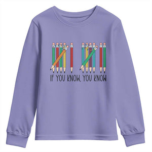 Funny 6 7 Pencil Humor Youth Sweatshirt If You Know You Know Six Seven Joke TS02 Violet Print Your Wear