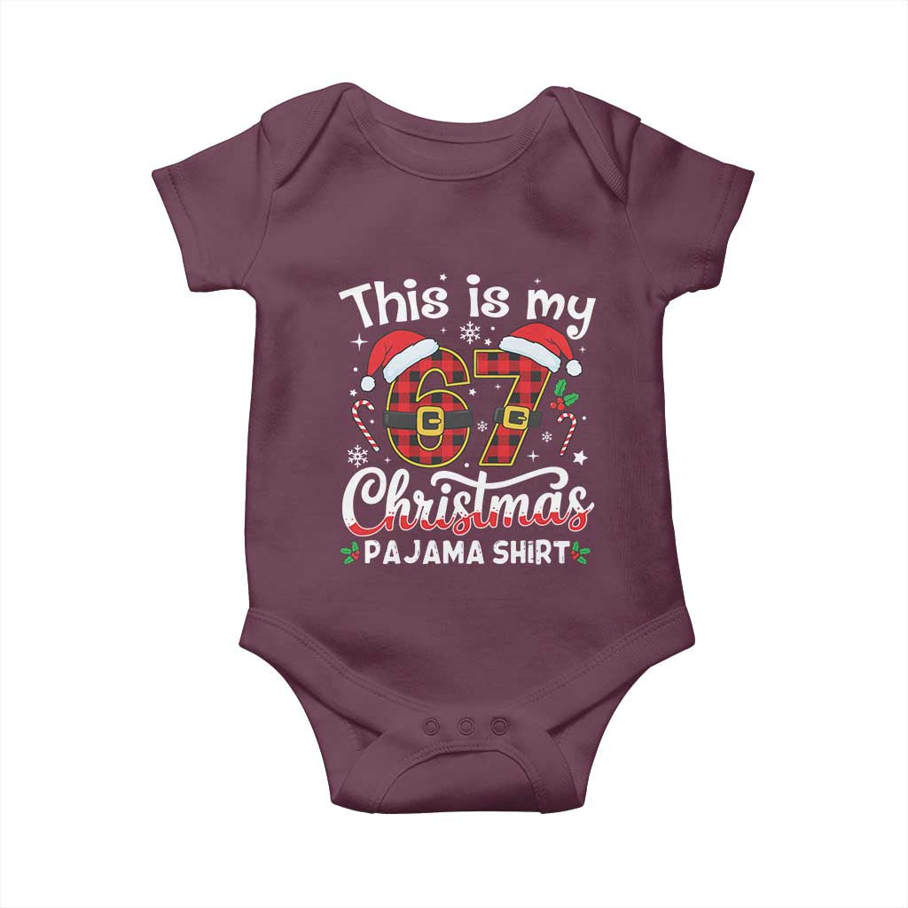 This Is My 67 Christmas Pajama Baby Onesie Funny Six Seven Buffalo Plaid Sleep Shirt Hot Xmas TS02 Maroon Print Your Wear