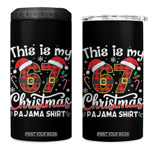 This Is My 67 Christmas Pajama 4 in 1 Can Cooler Tumbler Funny Six Seven Buffalo Plaid Sleep Shirt Hot Xmas TS02 One Size: 16 oz Black Print Your Wear
