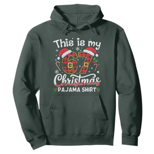 This Is My 67 Christmas Pajama Hoodie Funny Six Seven Buffalo Plaid Sleep Shirt Hot Xmas TS02 Dark Forest Green Print Your Wear