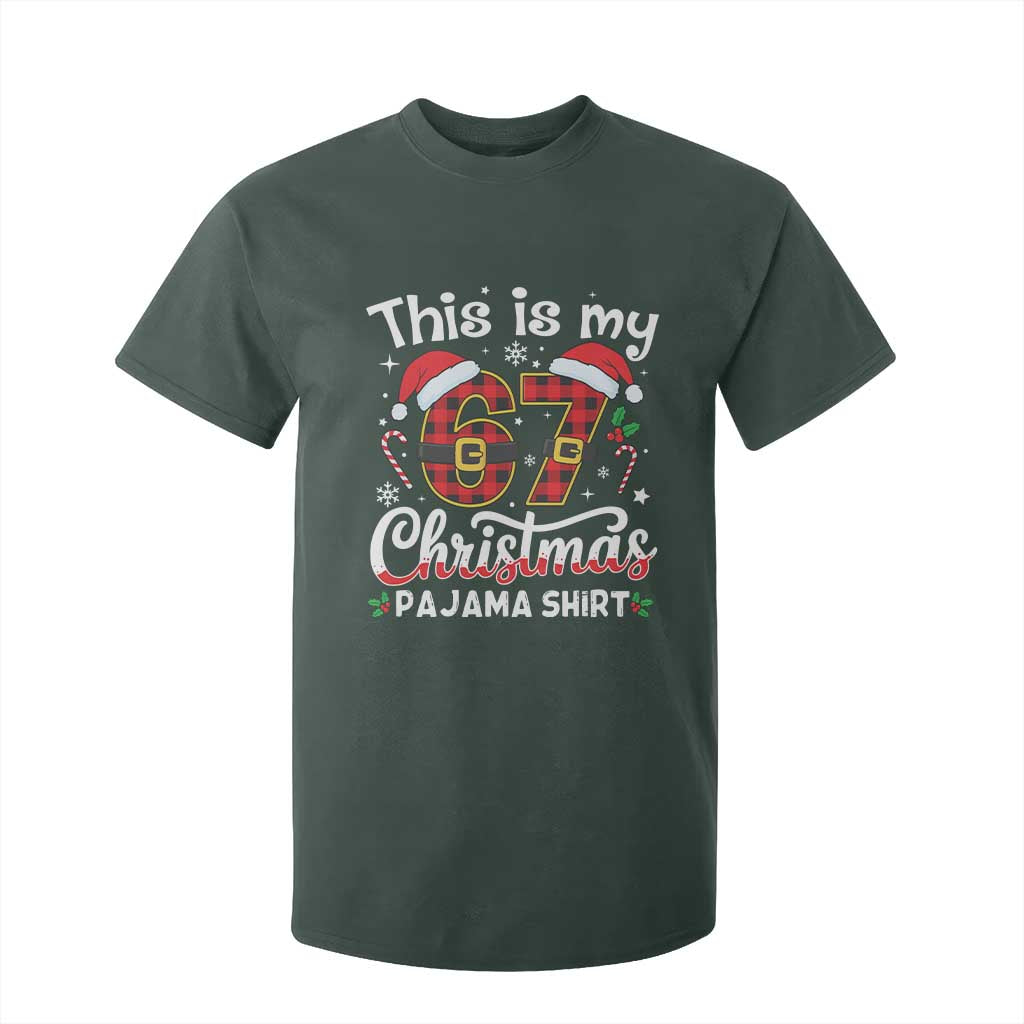 This Is My 67 Christmas Pajama T Shirt For Kid Funny Six Seven Buffalo Plaid Sleep Shirt Hot Xmas TS02 Dark Forest Green Print Your Wear