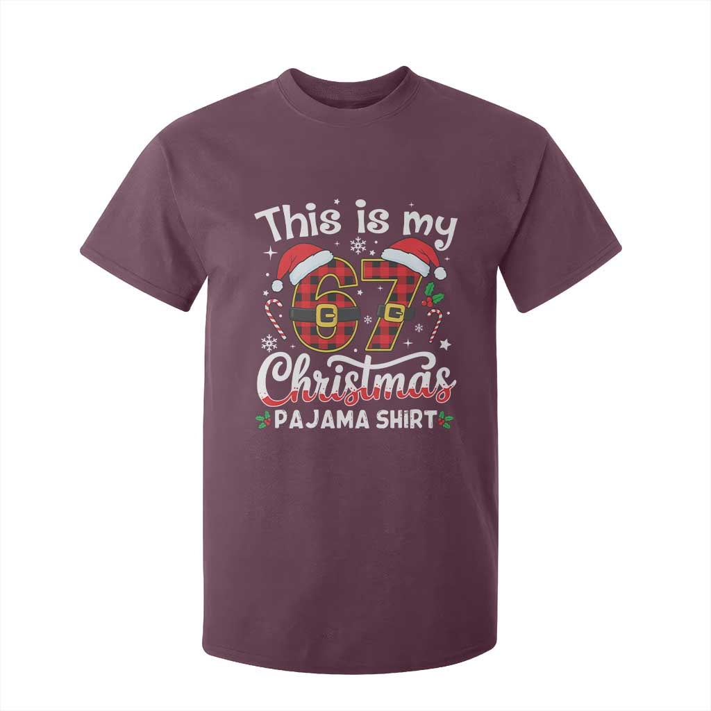This Is My 67 Christmas Pajama T Shirt For Kid Funny Six Seven Buffalo Plaid Sleep Shirt Hot Xmas TS02 Maroon Print Your Wear