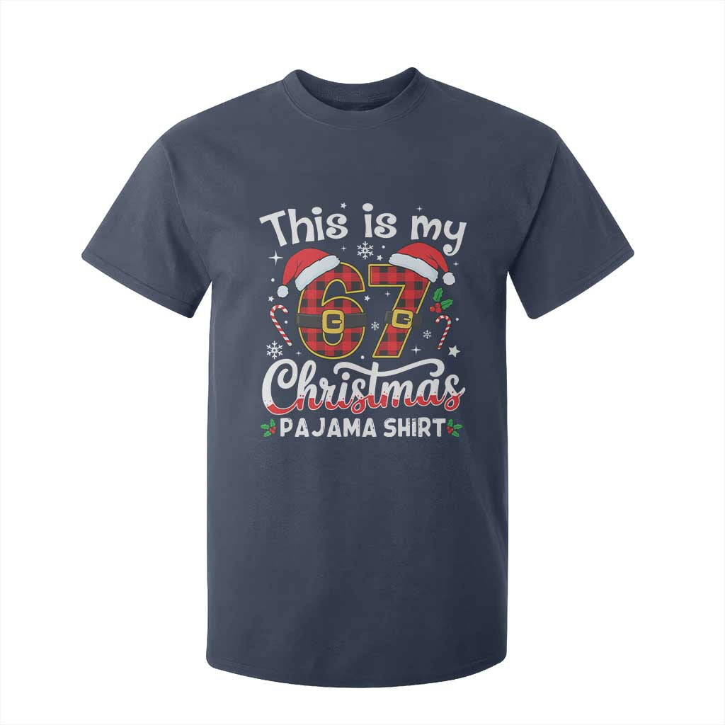 This Is My 67 Christmas Pajama T Shirt For Kid Funny Six Seven Buffalo Plaid Sleep Shirt Hot Xmas TS02 Navy Print Your Wear
