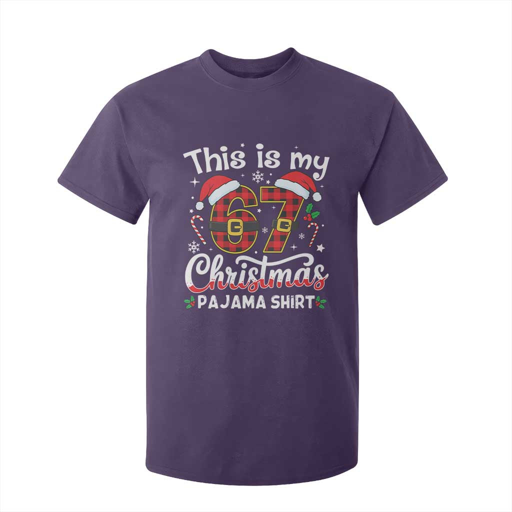 This Is My 67 Christmas Pajama T Shirt For Kid Funny Six Seven Buffalo Plaid Sleep Shirt Hot Xmas TS02 Purple Print Your Wear