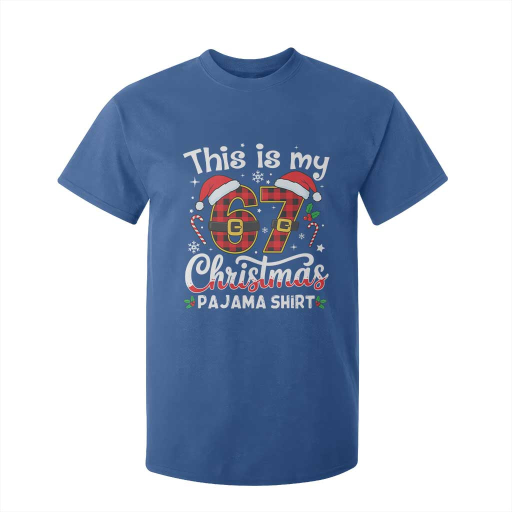 This Is My 67 Christmas Pajama T Shirt For Kid Funny Six Seven Buffalo Plaid Sleep Shirt Hot Xmas TS02 Royal Blue Print Your Wear