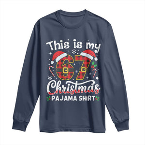 This Is My 67 Christmas Pajama Long Sleeve Shirt Funny Six Seven Buffalo Plaid Sleep Shirt Hot Xmas TS02 Navy Print Your Wear