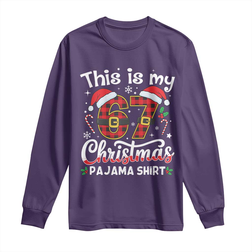 This Is My 67 Christmas Pajama Long Sleeve Shirt Funny Six Seven Buffalo Plaid Sleep Shirt Hot Xmas TS02 Purple Print Your Wear