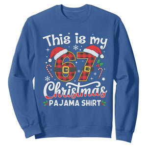 This Is My 67 Christmas Pajama Sweatshirt Funny Six Seven Buffalo Plaid Sleep Shirt Hot Xmas TS02 Royal Blue Print Your Wear