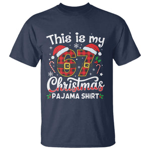 This Is My 67 Christmas Pajama T Shirt Funny Six Seven Buffalo Plaid Sleep Shirt Hot Xmas TS02 Navy Print Your Wear