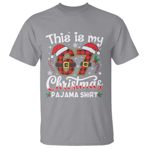 This Is My 67 Christmas Pajama T Shirt Funny Six Seven Buffalo Plaid Sleep Shirt Hot Xmas - Print Your Wear