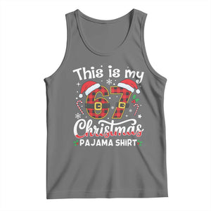 This Is My 67 Christmas Pajama Tank Top Funny Six Seven Buffalo Plaid Sleep Shirt Hot Xmas TS02 Black Heather Print Your Wear