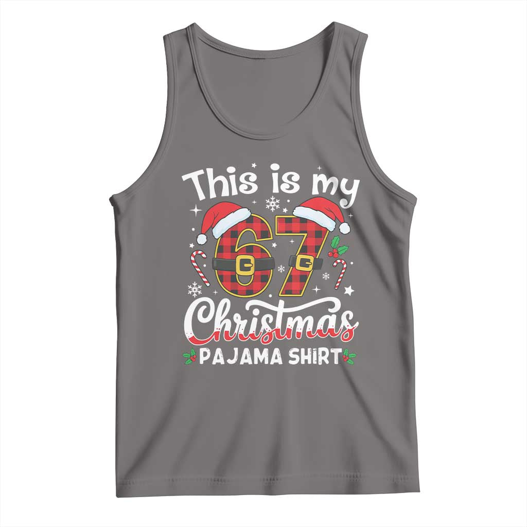This Is My 67 Christmas Pajama Tank Top Funny Six Seven Buffalo Plaid Sleep Shirt Hot Xmas TS02 Deep Heather Print Your Wear