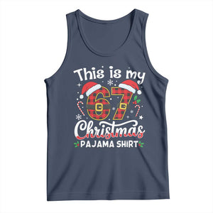 This Is My 67 Christmas Pajama Tank Top Funny Six Seven Buffalo Plaid Sleep Shirt Hot Xmas TS02 Navy Print Your Wear