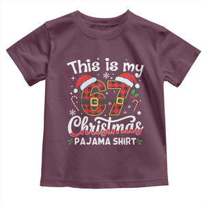 This Is My 67 Christmas Pajama Toddler T Shirt Funny Six Seven Buffalo Plaid Sleep Shirt Hot Xmas TS02 Maroon Print Your Wear