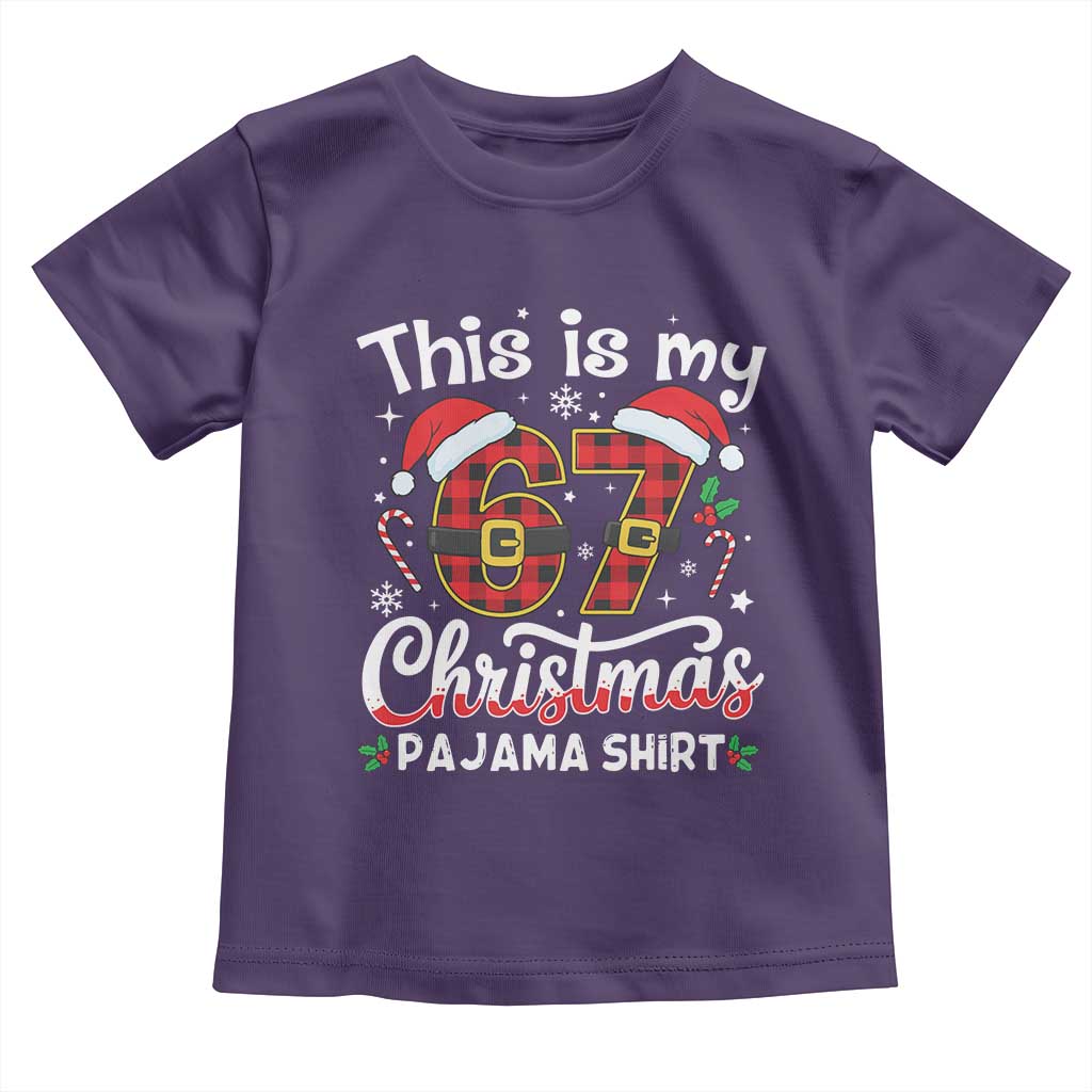 This Is My 67 Christmas Pajama Toddler T Shirt Funny Six Seven Buffalo Plaid Sleep Shirt Hot Xmas TS02 Purple Print Your Wear