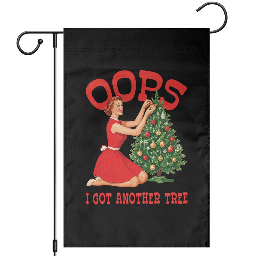 Funny Retro Christmas Pinup Girl Garden Flag Oops I Got Another Tree Vintage Pin Up Style Holiday Humor TS02 Black Print Your Wear